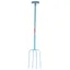 Red Gorilla 4-Prong Manure Fork With T-Handle - Sky Blue